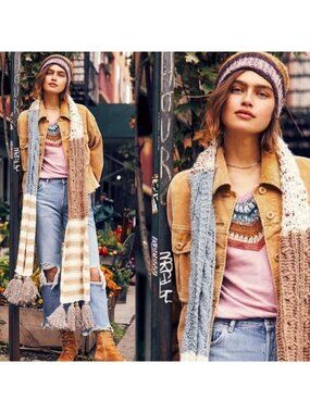 Free People Nova Scarf Chunky Oversized Whimsical Fairy Lagenlook Texture NWT